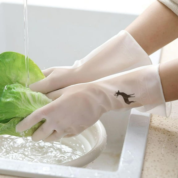 BAOPAI Household Rubber Cleaning Gloves Waterproof and Stain-Resistant with Long Cuff for Full Hand Protection, Flexible for Easy Handling, Ideal for Kitchen Dishwashing and Gardening Tasks