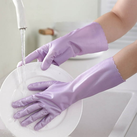 BAOPAI Household Waterproof Rubber Gloves - Protective and Durable for Dishwashing, Kitchen, Gardening and Car Cleaning - Easy to Clean and Comfortable Fit