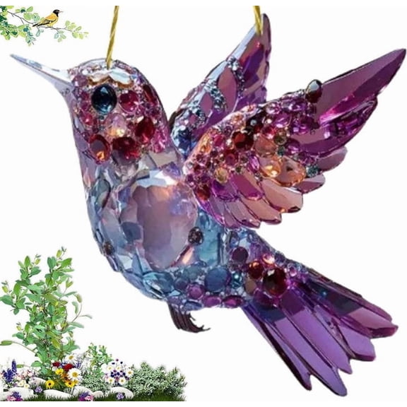 BAOPAI Hummingbird Acrylic Sun Catcher Wall Hanging Ornament with Chain for Home Garden Holiday Decorations Brings Happiness and Joy