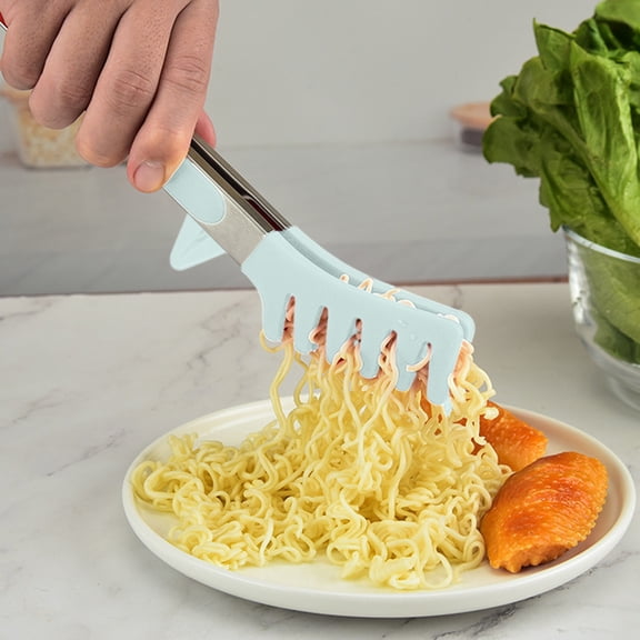 BAOPAI Kitchen Tongs with Stand Silicone Food Clip Pasta and Bread Gripper Multi-Purpose Non-Slip Cooking Baking BBQ Grill Utility Tool