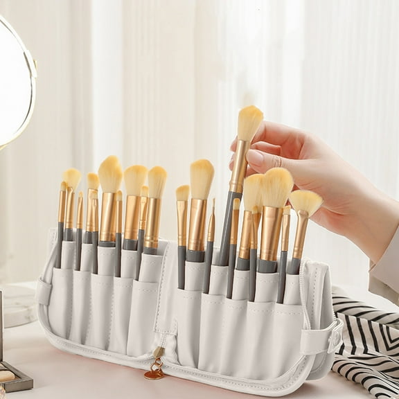 BAOPAI Large Capacity Makeup Brush Storage Bag with Multiple Compartments, Portable Waterproof Cosmetic Organizer for Makeup Artists and Embroiderers, Durable and Easy to Carry