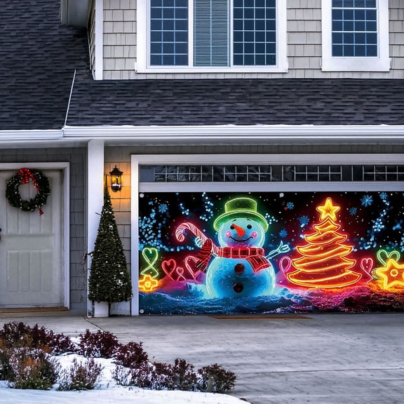 BAOPAI Large Christmas Garage Door Cover Banner Hanging Decor Outdoor Grade Material Tool Free Installation For Home Holiday Decorations