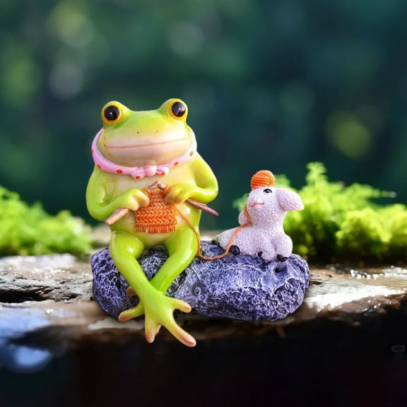 BAOPAI Large Cute Frog Garden Statue Resin Animal Ornament for Micro Landscape Outdoor Indoor Decoration Housewarming Gift for Patio Courtyard