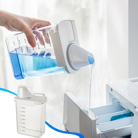 BAOPAI Laundry Detergent Storage Container With Dosing Guide Sealed Dispenser Measuring Cup Transparent Kitchen Organizer Proof Powder Liquid Shounat