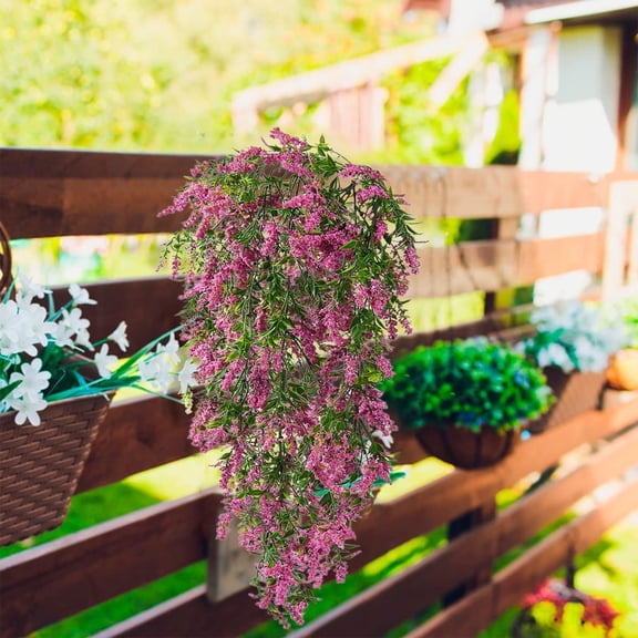 BAOPAI Lifelike Artificial Lavender Wall Hanging Silk Flowers with Plastic Vines for Indoor Outdoor Decoration Ideal for Wedding Party Home Garden Patio Porch Farmhouses