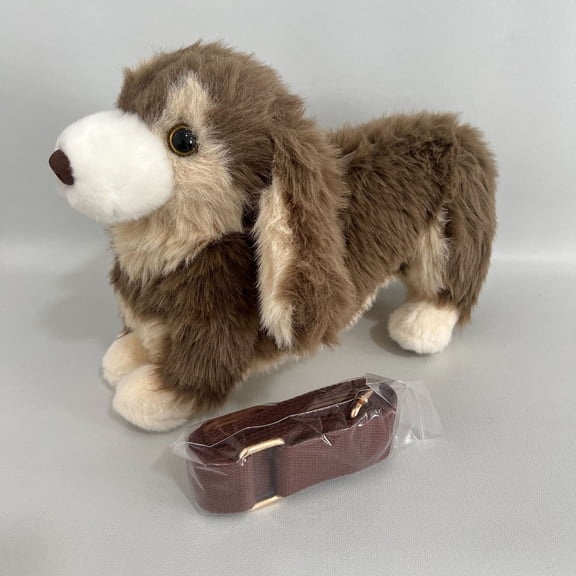 BAOPAI Lifelike Dog Plush Backpack - Realistic Puppy Toy with Zippered Pocket Multifunctional as Home Decor and Crossesbody Bag Soft and Safe for Children