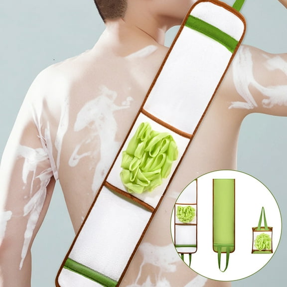 BAOPAI Long 3-in-1 Bath Scrubber and Towel with Exfoliating Surface for Back and Body Cleansing Soft and Skin-Friendly with Hanging Design for Men and Women