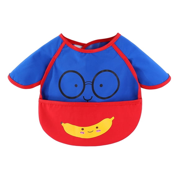 BAOPAI Long Sleeve Bib with Food Catcher Mess Proof Sleeved Feeding Bib for Infants and Toddlers Easy Clean 100% Polyester Machine Washable
