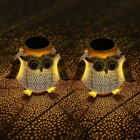 BAOPAI Lovely Owl Solar Lanterns Outdoor Hanging Lantern Lights Hollowed-Out Metal Decor Lantern LED Decorative Garden Light Delicate Garden Decoration For Patio