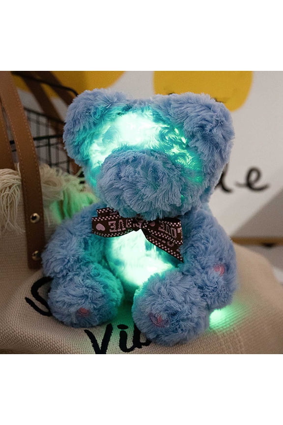 Luminous Valentine's Day Bear Doll with 10-Second Voice Recording and Soft LED Glow, Adorable Plush Toy for Romantic Gifts, Birthdays, and Parent-Child Interaction