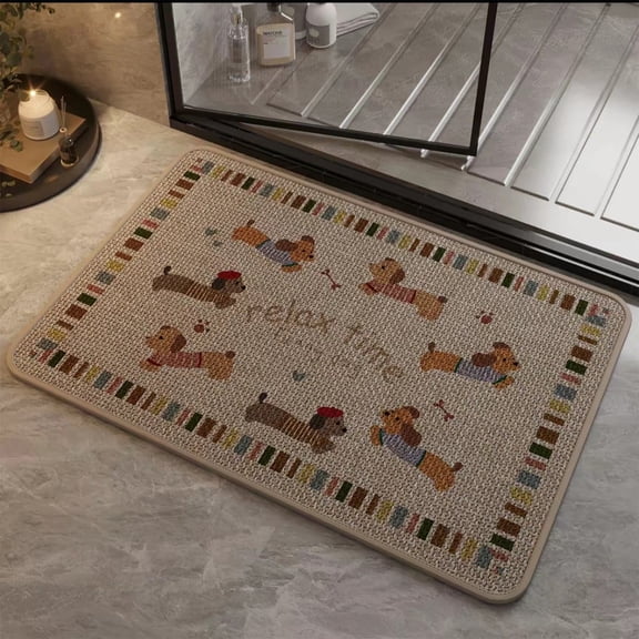 BAOPAI Luxurious Cartoon Dog Design Soft Absorbent Non-Slip Bathroom Rug Quick-Drying for Bathroom Kitchen Entryway Decor 15.75x23.6 Inches