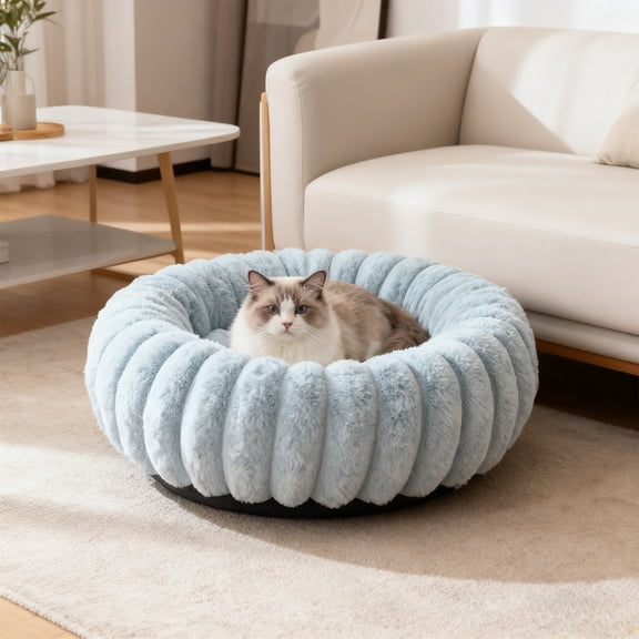 BAOPAI Luxurious Plush Pet Bed with Warm Fleece Lining Snug Enclosed Design for Comfort and Security Anti-Skid Bottom for Floor Protection Ideal for Small Pets in Cold Weather