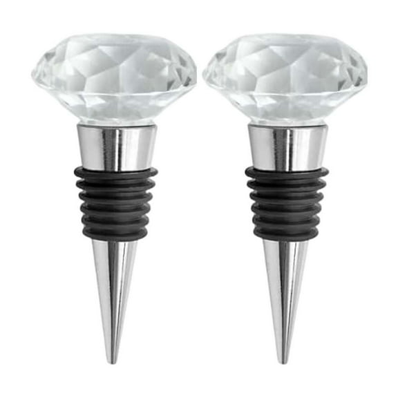 BAOPAI Luxury 2-Pack Crystal Wine Stoppers with Interchangeable Caps - Good for Wedding Birthday and Holiday Gifts - Ensures Wine Freshness with Airtight Seal