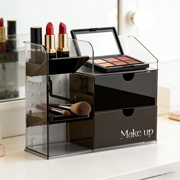 BAOPAI Makeup Organizer Adjustable Drawer Storage Box For Cosmetics And Jewelry Vanity Organization Bathroom Countertop Declutter