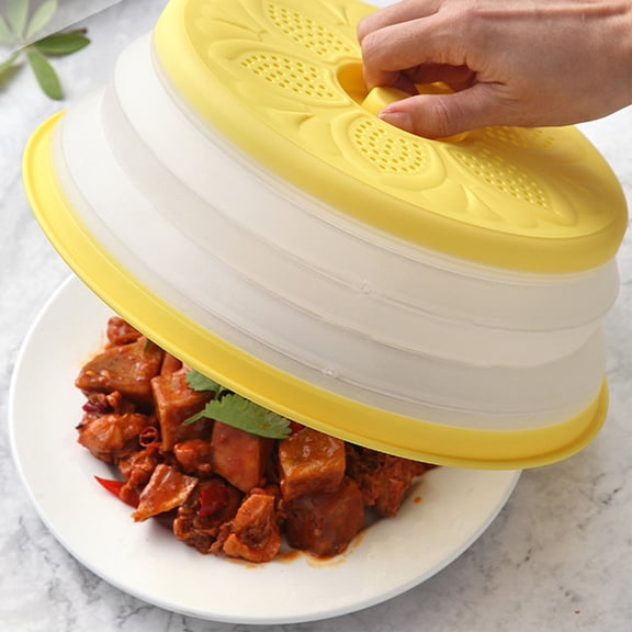 BAOPAI Microwave Splatter Cover Vented and Foldable Dishwasher Safe Kitchen Gadget for Food Splatter Guard and Vegetable Colander with Steam Ventilation