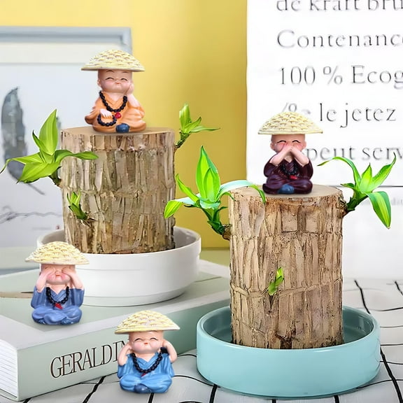 BAOPAI Mini Buddha Monk Decorations Multi Functional Ornament Car Home Office Desk Decor Gift Set of 4