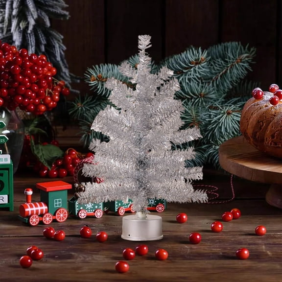 BAOPAI Mini Electric Rotating Tree with LED Lights Bendable Branches and Luminous Finish for Home Office Party Decoration Gift