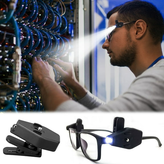 BAOPAI Mini LED Glasses Clip On Light with 360 Degree Rotation Portable for Hands Free Reading Repair Work in Car Bed Airplane Camping and Outdoor Emergency Use