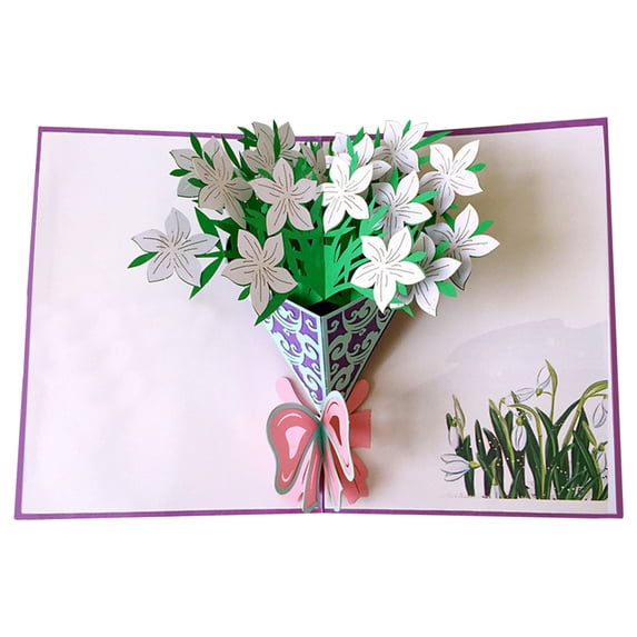 BAOPAI Mother's Day Three-Dimensional Greeting Card DIY Paper Carving Carnation Thanksgiving Birthday Pop Up Holiday Card for Mom