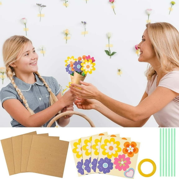 BAOPAI Mothers Day Greeting Card Set DIY Fragrant Flower Bouquet Kit for Party Birthday Gift 6 Piece Paper Craft