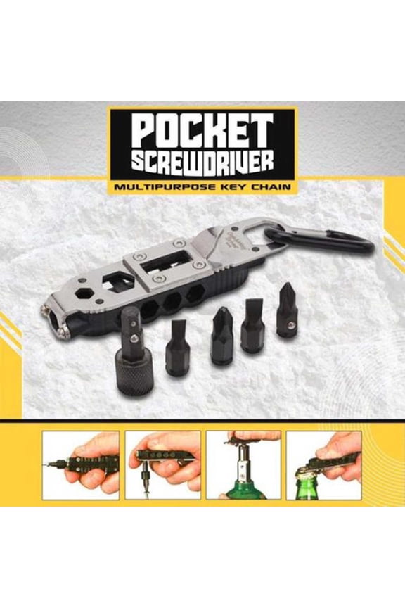 Multi-Function Survival Tool Keychain with Screwdriver Bottle Opener Wrench Plier Knife and LED Flashlight for Outdoor Camping Hiking Daily Use