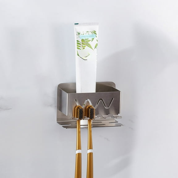 BAOPAI Multi Functional Stainless Steel Non Perforated Toothbrush Rack Mouthwash Cup Toothbrush Cup Storage Rack