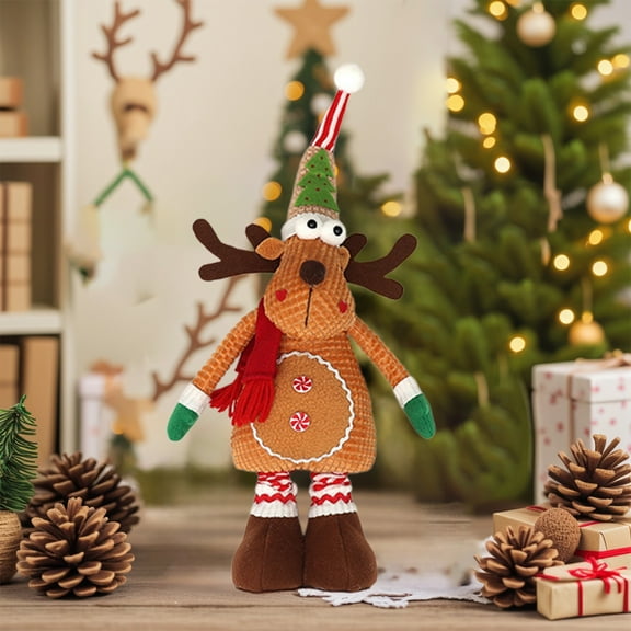 BAOPAI Multicolor Fabric Christmas Elks Dolls Telescoping Home Window Decorations Festive Gift