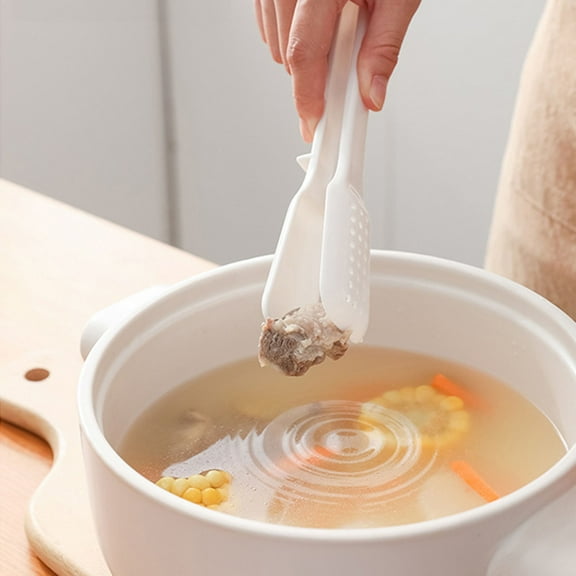 BAOPAI Multifunctional 2-in-1 Kitchen Tongs with Removable Taste Spoon and Colander - Heat Resistant Non-Slip Food Clip for Cooking, Grilling, and Serving Burgers, Steaks, Fish