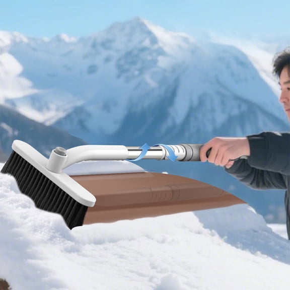 BAOPAI Multifunctional Extendable Car Snow and Ice Removal Shovel with 360° Rotating Brush for Efficient Cleaning and Easy Storage