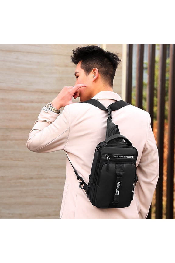 Multifunctional Men's Crossbody Bag Convertible to Backpack and Shoulder Bag with External USB Charging Port Ideal for Daily Commute and Travel