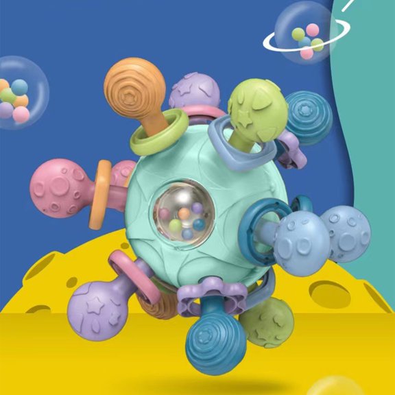 BAOPAI Multisensory Textured Sphere with Rotating Parts and Gentle Rattle Sounds for Sensory Stimulation and Stress Relief