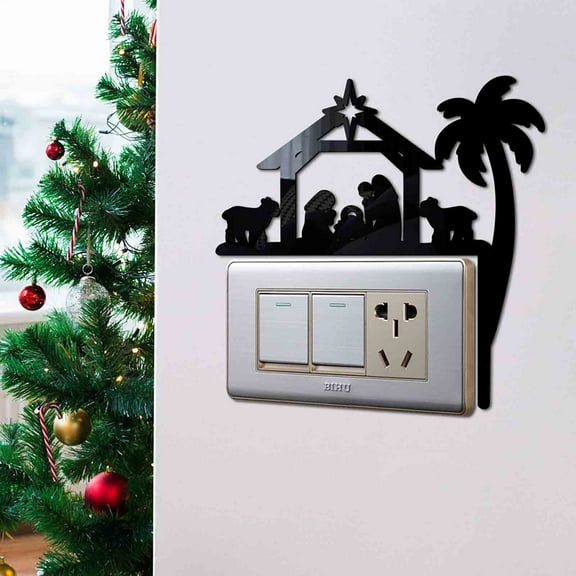 BAOPAI Nativity Scene Acrylic Mirror Sticker Wall Decal for Home Door Frame Window Photo Frame Decoration Removable and Reusable Holiday Decor