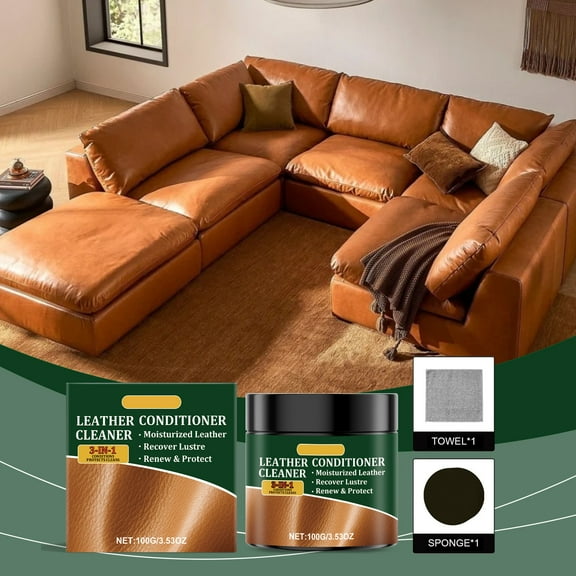 BAOPAI Natural Mink Oil Leather Conditioner and Cleaner - Deep Conditioning Balm with Waterproof Protection for Furniture Boots Shoes Saddles