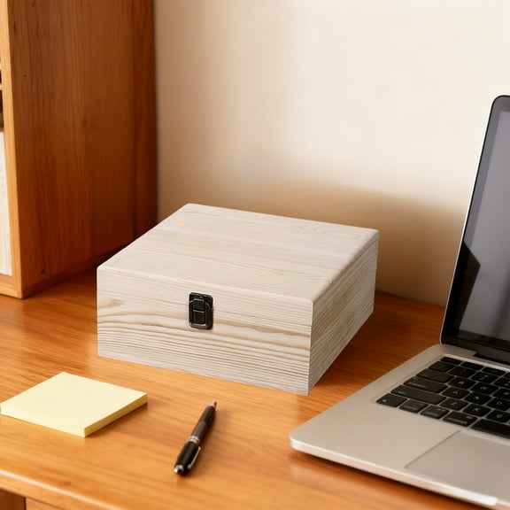 BAOPAI Natural Solid Wood Storage Box Set with Flip Cover and Secure Latch for Home and Office Organization Multi-Size Stackable Wooden Organizer Boxes