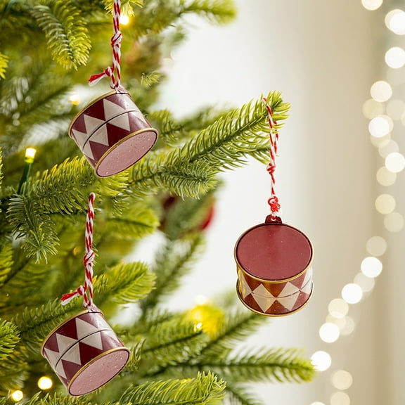 BAOPAI Nordic Painted Iron Gong Drum Christmas Decorations Desktop Ornaments Holiday Tree Indoor Outdoor Home Party Decor