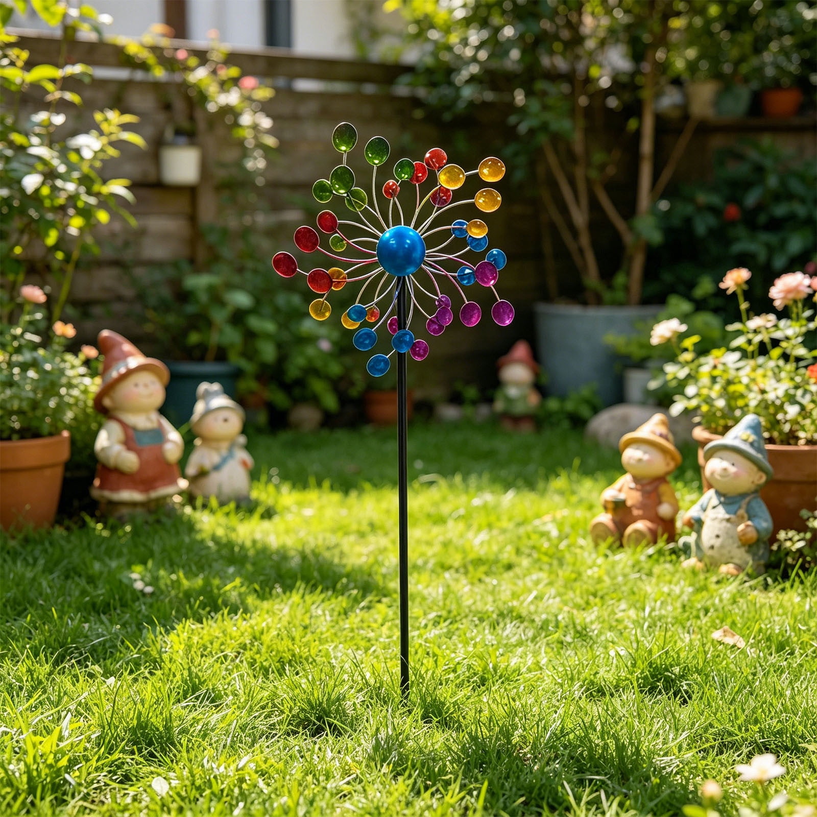 BAOPAI Outdoor Courtyard Iron Windmill Ornaments - Three Story Rotating ...