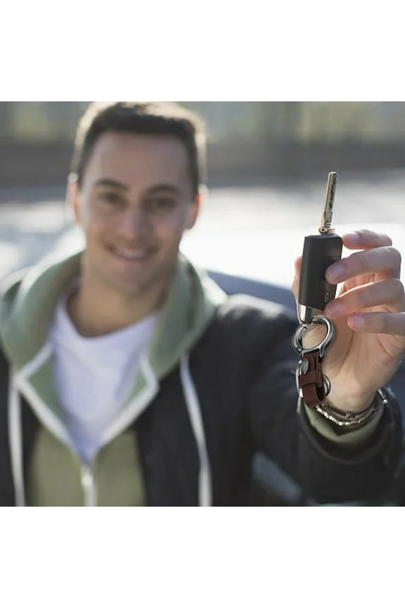Personalized Car Keychain for Men - Durable Alloy and Leather Key Ring with Waist Hanging Loop Great Gift for Valentine's Day New Year or Special Occasions