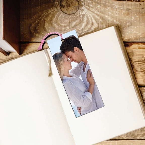 BAOPAI Personalized Custom Photo Acrylic Bookmark with Floral Design and Text Printed Ideal Gift for Book Lovers and Reading Enthusiasts