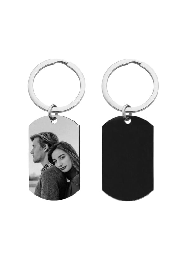 Personalized Laser Engraved Photo Keychain Custom Double Sided Stainless Steel Dog Tag Gift for Men Boyfriends Family