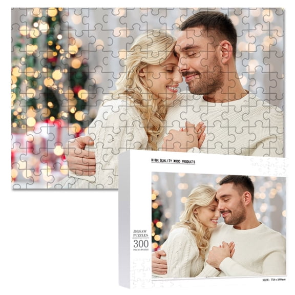 BAOPAI Personalized Photo Jigsaw Puzzle 300 Pieces Custom Wooden Puzzle with Letter Back Hints for Gifts Valentine Day Anniversary Birthday