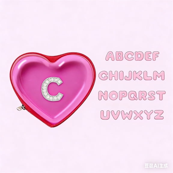 BAOPAI Personalized Valentine's Day Gift Pouch with Clear View Window and Pearl-Studded Initial for Travel Organizer Bridesmaid Proposals and Romantic Surprises