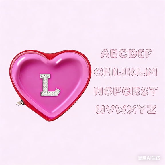 BAOPAI Personalized Valentine's Day Gift Pouch with Clear View Window and Pearl-Studded Initial for Travel Organizer Bridesmaid Proposals and Romantic Surprises