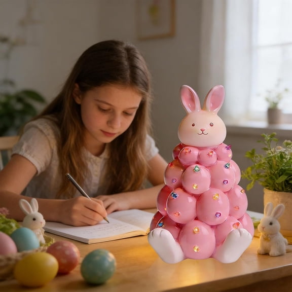 BAOPAI Playful Illuminated Easter Egg Stacked Figurine Lamp Battery Operated Soft Ambient Night Light for Home Table Spring Festival Decor and Gift