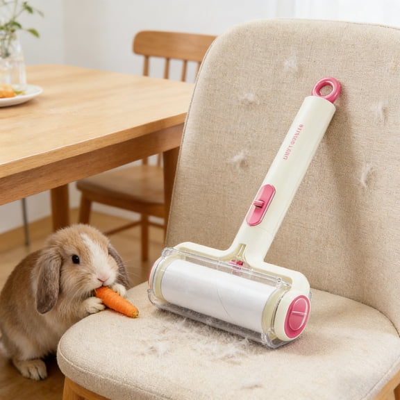BAOPAI Portable Lint Roller with Hook for Clothes and Pet HairEfficient Lint Remover with Transparent Dust Cover and Storage Base