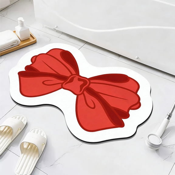 BAOPAI Premium Soft Bath Mat with Bow Design Super Absorbent and Fast Drying Anti-Slip Bottom for Bathroom Shower and Entrance Way