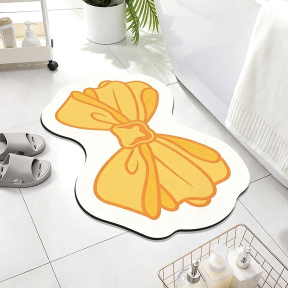 BAOPAI Premium Soft Bath Mat with Bow Design Super Absorbent and Fast Drying Anti-Slip Bottom for Bathroom Shower and Entrance Way