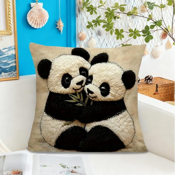 BAOPAI Printed Animals Themed Soft Short Plush Pillow Covers with Cute Elephant Panda Koala Alpaca Designs for Cozy Living Room Home Decorations and Bedside Comfort