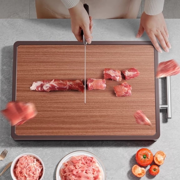 BAOPAI Professional Double Sided Cutting Board with Stainless Steel and Solid Wood Heavy Duty Kitchen Chopping Block for Vegetables Fruits and Meats