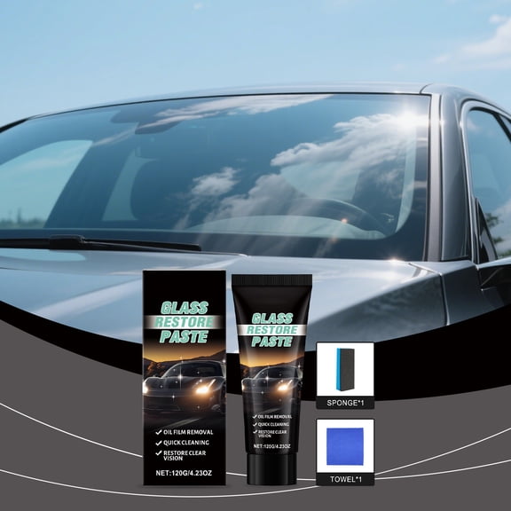 BAOPAI Professional Glass Oil Film Removal Paste for Windshield and Mirrors - Effective Car Cleaning Decontamination Formula Safe and Easy to Use for Streak-Free Results