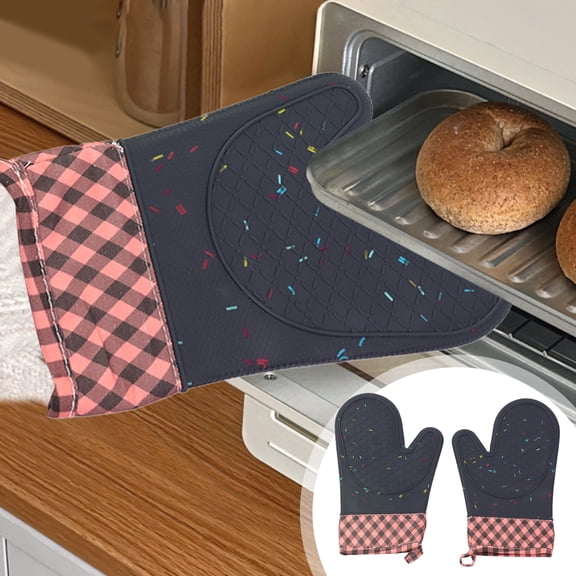 BAOPAI Professional Heat Resistant Insulated Long Kitchen Gloves Thickened Baking Mitts for Oven, Cooking, Baking Bread, Tarts, and Pastries Hand Protection